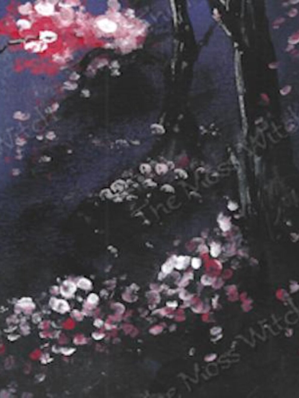 8x10 Fine Art Print, Witch Ghost Under Cherry Blossom Trees Haunted Painting, Sp - Picture 2 of 8